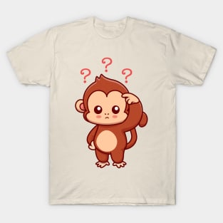 Cute Monkey Confused Cartoon T-Shirt